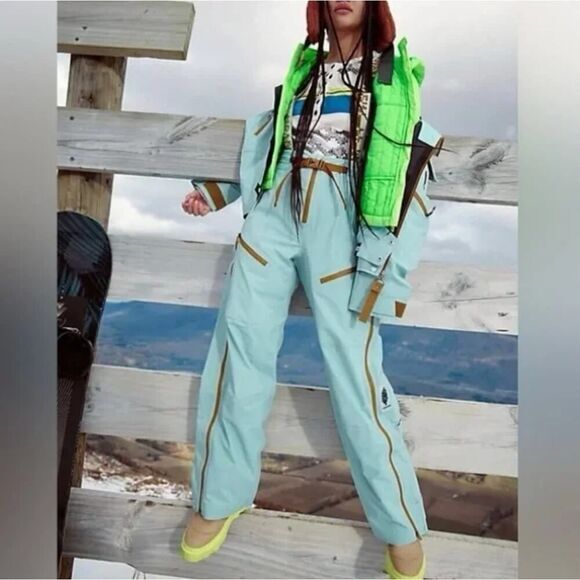 New! Free People Movement‎ Women’s Zephyr Ski Shell Pants Mint Combo, size M - Picture 1 of 16